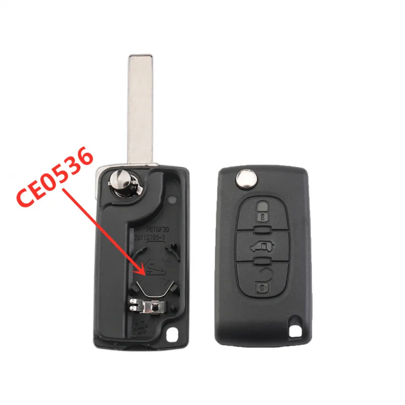 DUDELY Remote Car Key Case Shell for Peugeot e-Expert Partner Citroen Berlingo Fiat Scudo 3 Buttons Housing Fob Replacement