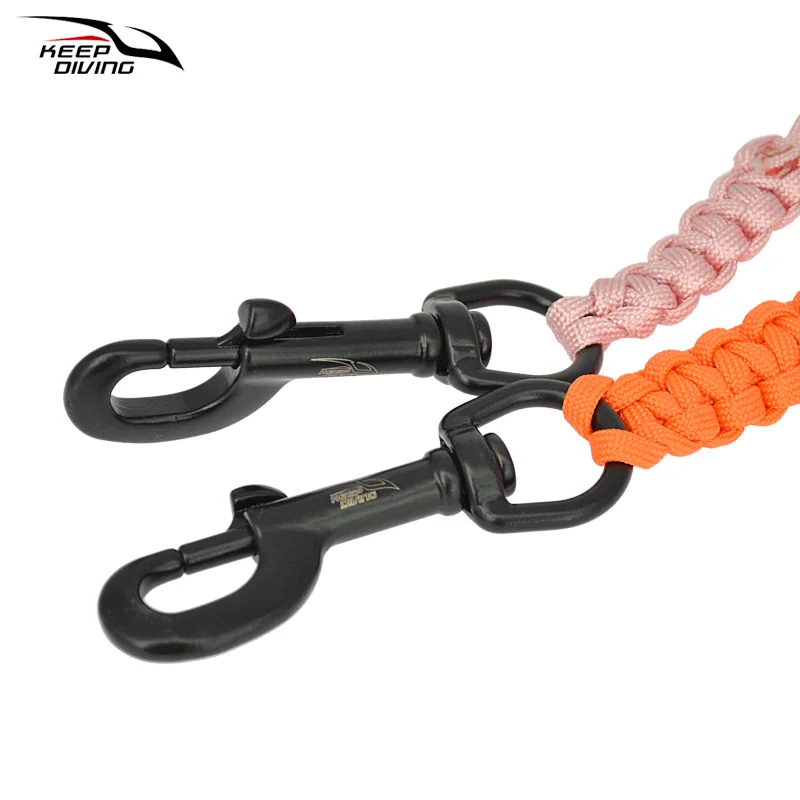 1 PCS Diving 316 Stainless Steel Bolt Snap Hook With Rope Hand Woven Luminous Fixed Rope Anti-lost Safety Rope BCD Accessory 5