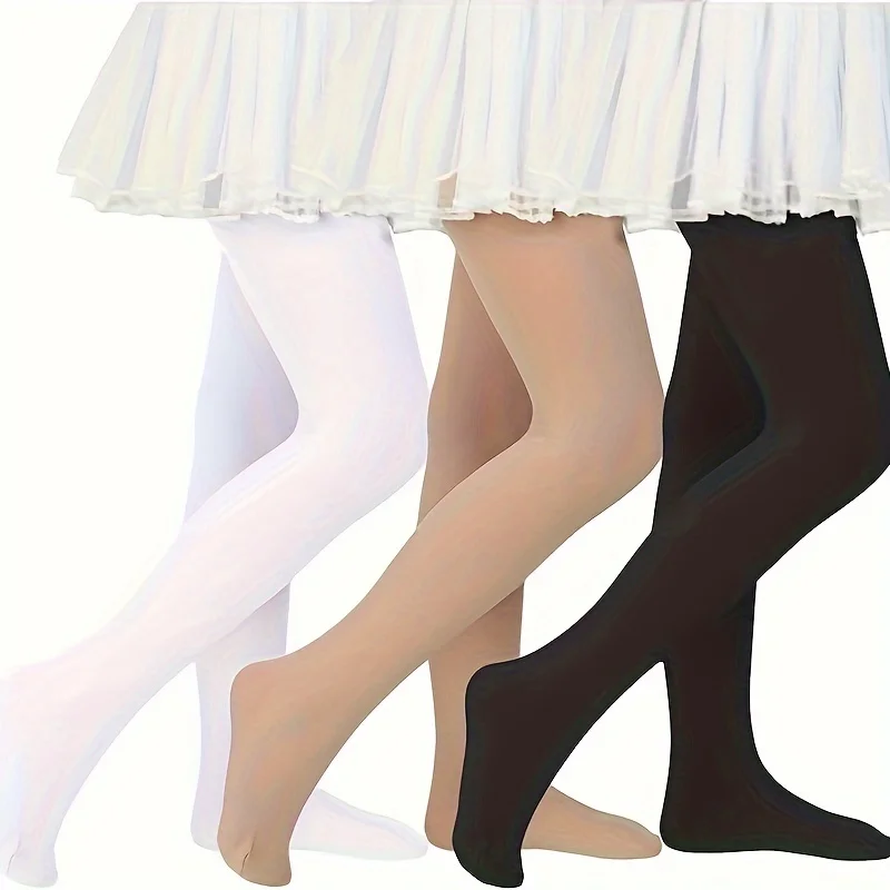 4 Pairs Children's Pantyhose Spring Thin Summer White Black Skin Color Pink Leggings Socks for Students Practice Dancing Girls Dance Socks