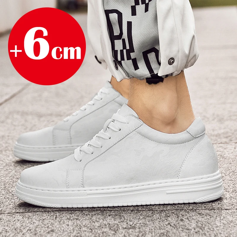 รูปสินค้า รองเท้าผ้าใบผู้ชาย สีเทา ใส่สบาย หนัง PU ยกสูง 6 ซม.