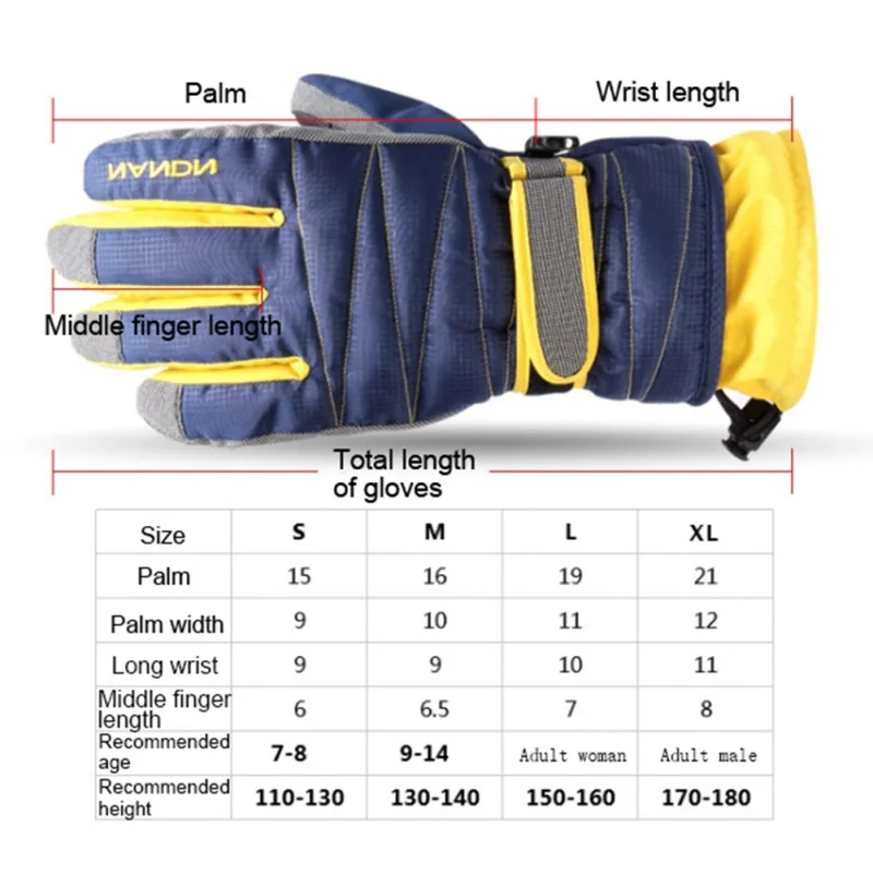 Winter Thermal Ski Gloves Unisex Waterproof Snowboard Anti-slip Cycling Gloves Riding Hiking Motorcycle Warm Fleece Mitten Glove 6