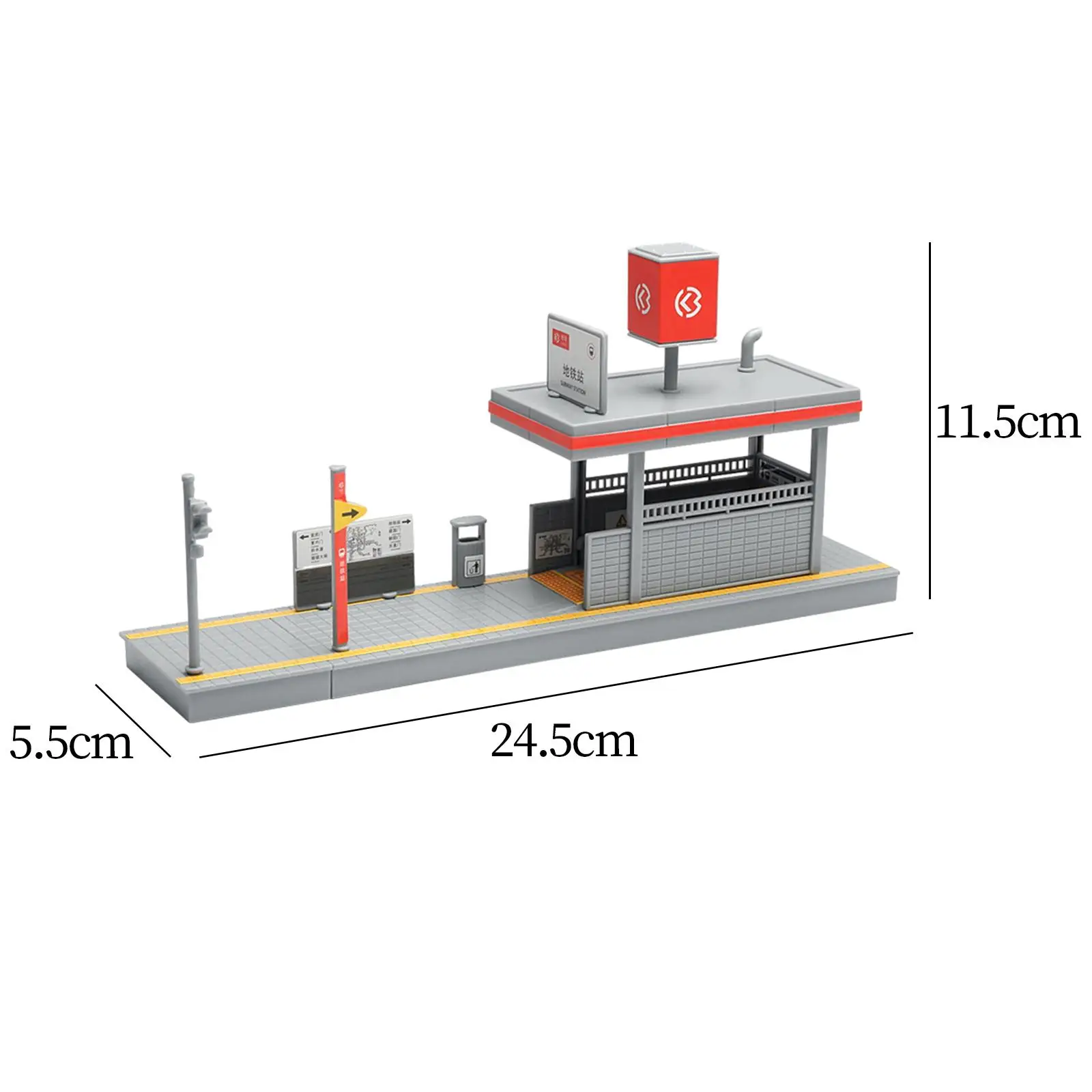 DIY 1/64 지하철 역 모델 빌딩 키트, 모래 테이블용 장면 액세서리, 마이크로 조경 디오라마 모델 철도 장식