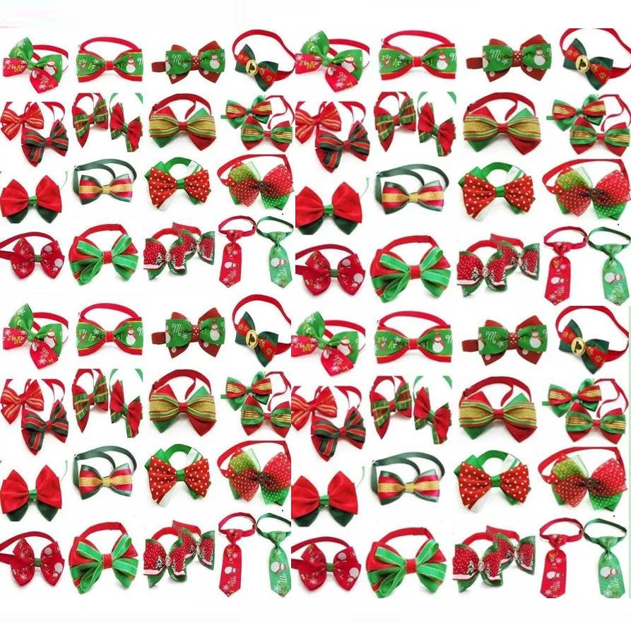 

60pc/lot Christmas Pet Dog puppy cat Bow Tie Festival Accessories Grooming Supplies Wholesale Mix 15 Style Y501