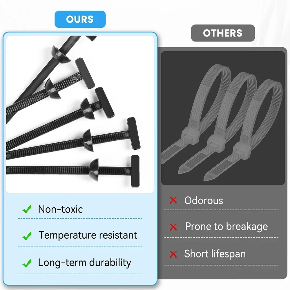 10-500 Nylon Cable Zip Self-Locking Heavy Duty Zip Ties Indoor & Outdoor General Purpose Cable Tie Buckles Releasable UV Resista