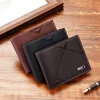 New Men's Wallet Short Multi-card Coin Purse Fashion Casual Wallet Male Youth Thin Three-fold Horizontal Soft Wallet Men PU 1