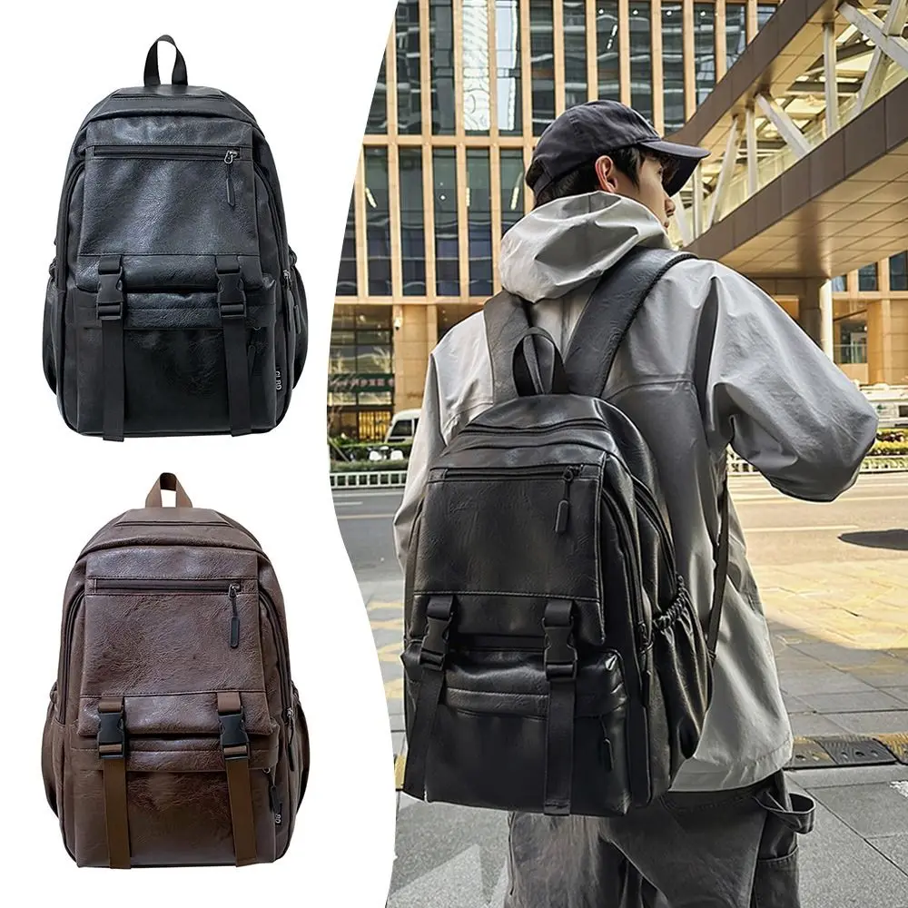 Fashion Pu Leather Backpack Breathable Multifunction School Bag Large Capacity Casual School Rucksack College 1