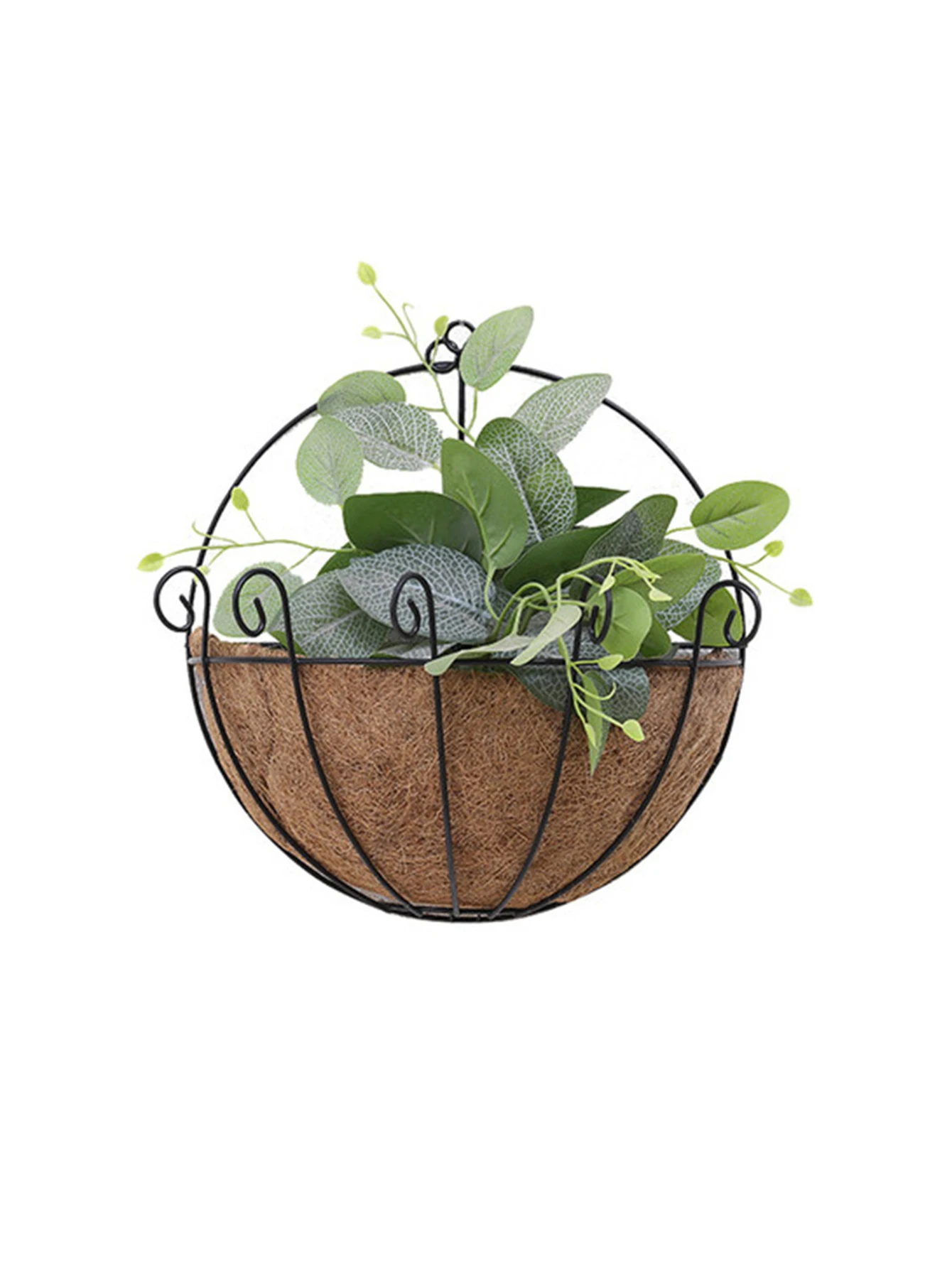 Flowerpot Iron Coconut DIY Garden Hanging Planters Wall Baskets Pot Half Round Plant Holder Case Home Decoration plant hanger,flower pot