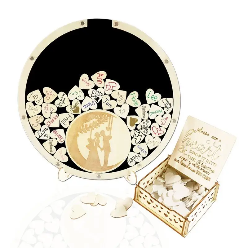 

Деревенская Свадебная Гостевая книга В Форме Капли сердца Гостевая книга для свадебных гостей Альтернативная деревянная коробка и коробка памяти для свадебного декора