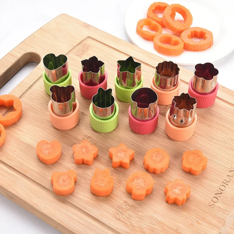 

3pcs Small Vegetable Cutter Plastic Handle Biscuit Cutter Sandwich Cutter Stainless Steel Fruit Cutting Mold Kitchen Gadgets