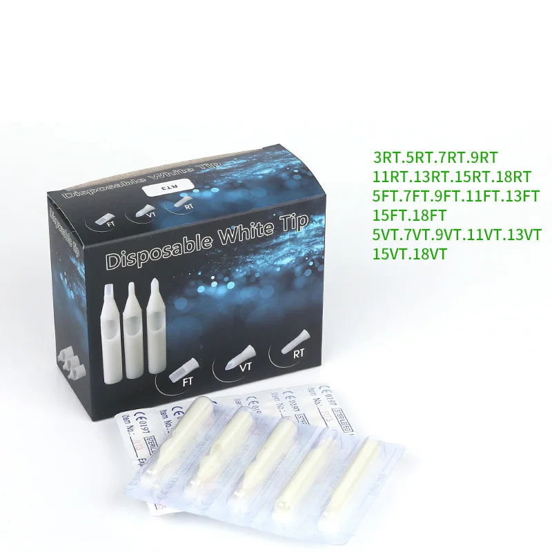 50PCS Clearly White Tattoo Tips RT FT DT Disposable Plastic Long Tattoo Tips Nozzle Tube For Supplies tattoo microblading needles disposable syringe needle