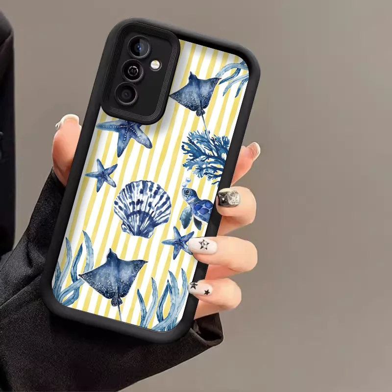 Vibrant Marine Life Cartoon Phone Case - Colorful Sardines and Crabs Design