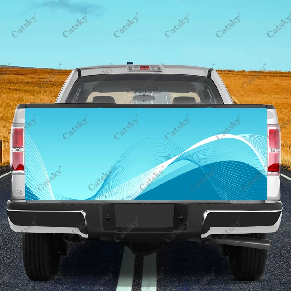 

Realistic Neon Lights Wavy Lines Truck Tailgate Wrap Professional Grade Material Universal Fit for Full Size Truck Car Wash Safe