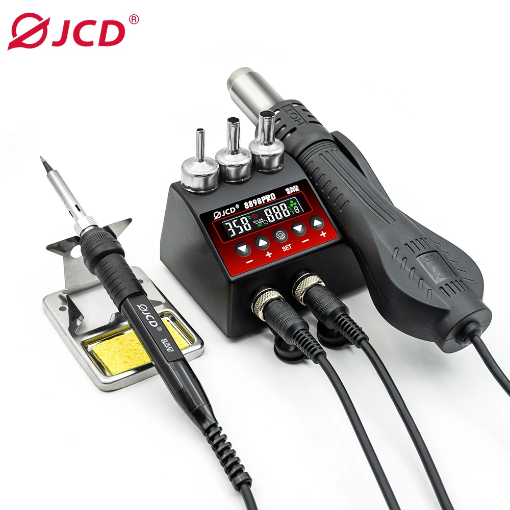 750W SMD 재 작업 납땜 스테이션 2 in 1 뜨거운 공기 납땜 인두 LCD 디지털 디스플레이 용접 스테이션 BGA PCB IC 수리 8898