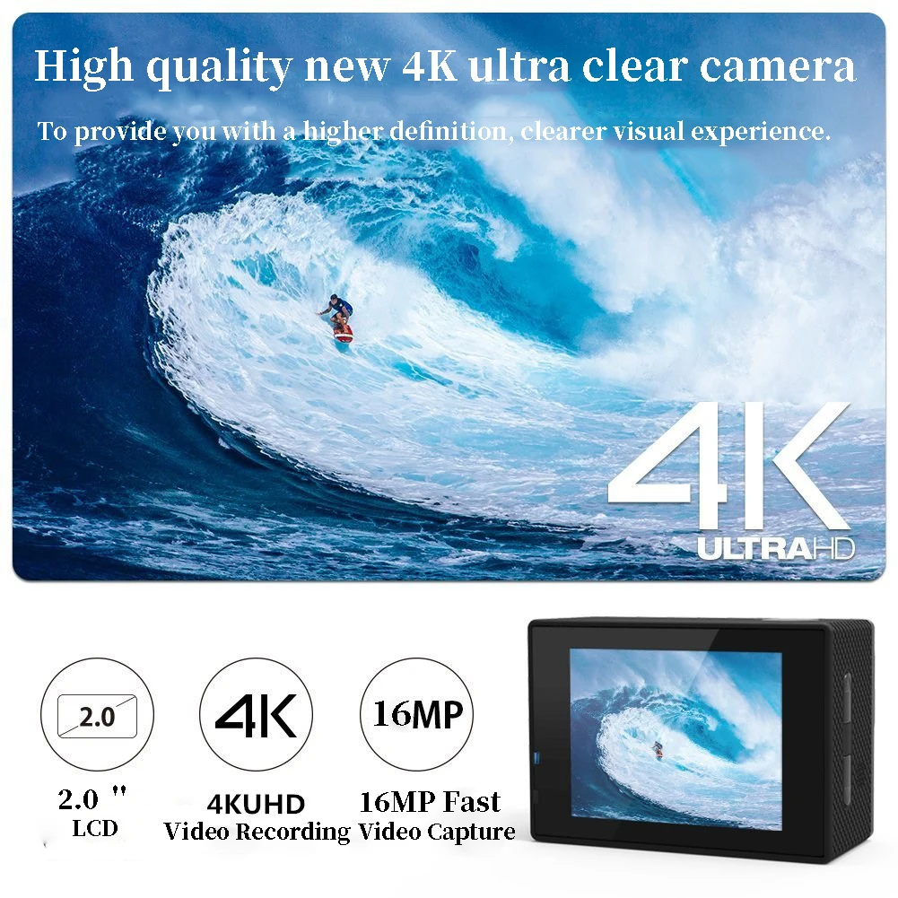 Action Camera Q1 Ultra HD 4K30FPS 16.0MP Wi-Fi 2.0" Screen 170D DVR Webcam Underwater 30M Helmet Video Recording Sport Camera 3