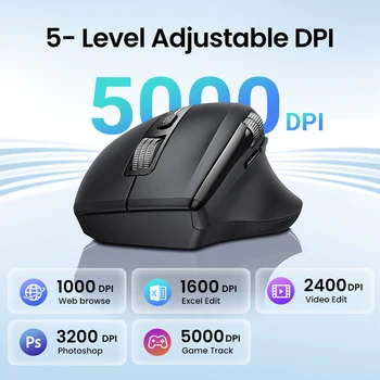 UGREEN Hyper-Fast Scroll Wireless Mouse Bluetooth 5.4 2.4G Ergonomic 5000DPI for MacBook Tablet Laptops Computer PC Mice 5