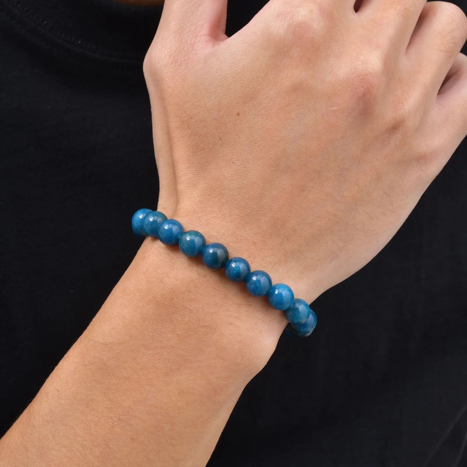 Reiki Blaues Perlenarmband für Männer, Natursteinarmband zur Förderung der Durchblutung, Yoga-Energie-Schmuck Geschenk – Detail 7
