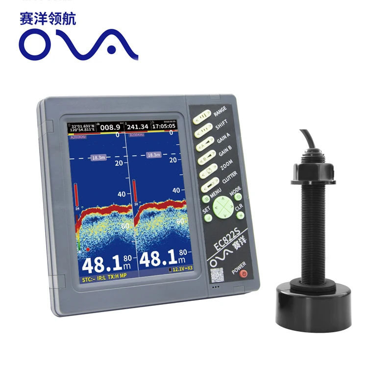 marine sonar measure the depth echo sounder single beam depth ship 600w echo sounder boat depth  125m for marine