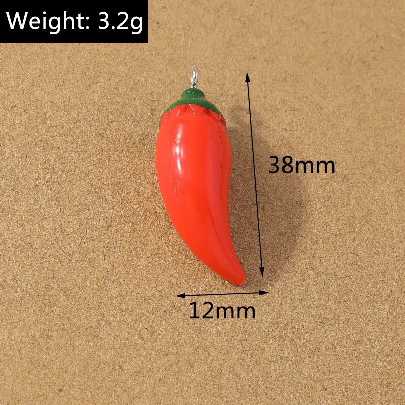 10 pcs Resin Simulation Pepper Chilli Pendants Charms for Making Necklace Earrings DIY Jewelry Accessories Supplies