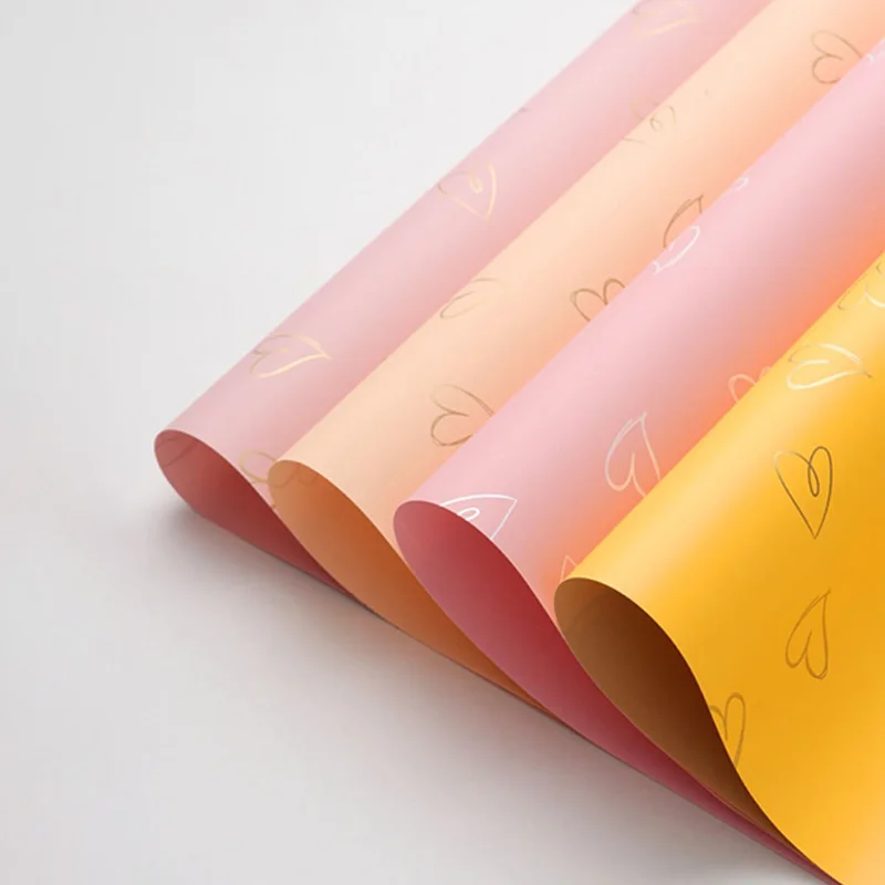 Printed Heart Bouquet Packaging Paper Waterproof Valentine'a Day Wedding Gift Diy Florist Flower Wrapping Material 20pcs/pack