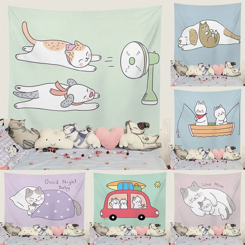 

Summer CartoonCat Daily Home Decoration Tapestry Background Cloth Wall Decoration RoomTapestry