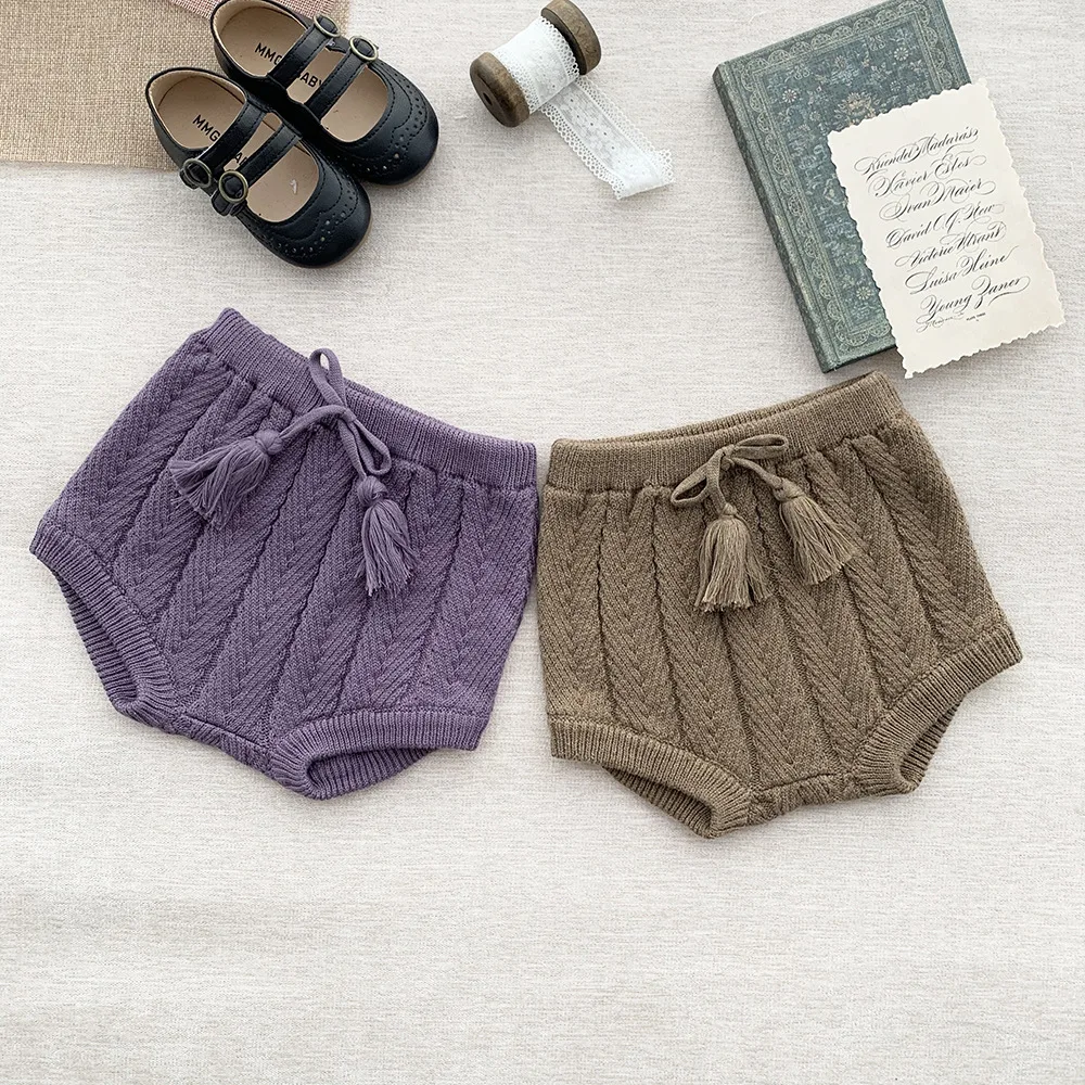 Adorable Baby Boys Shorts Autumn Winter Vintage Knit Short Pants for Toddler Girls Clothing Children Shorts Baby Bloomers 0-4Yrs
