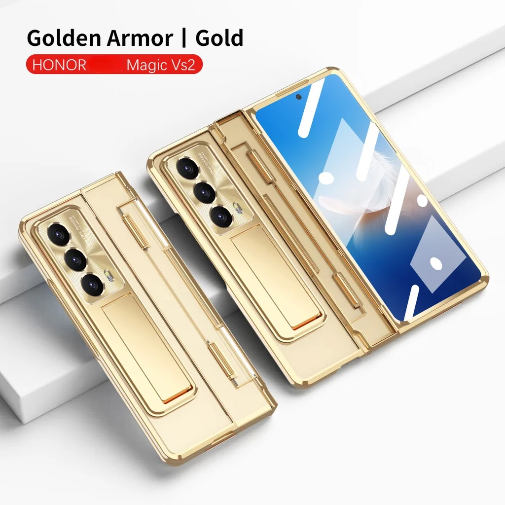 For Honor Magic VS2 Golden Armor Cover Leveling Hinge shield Case For Honor Magic VS2 Case Front Screen Glass Film 360 Full Case