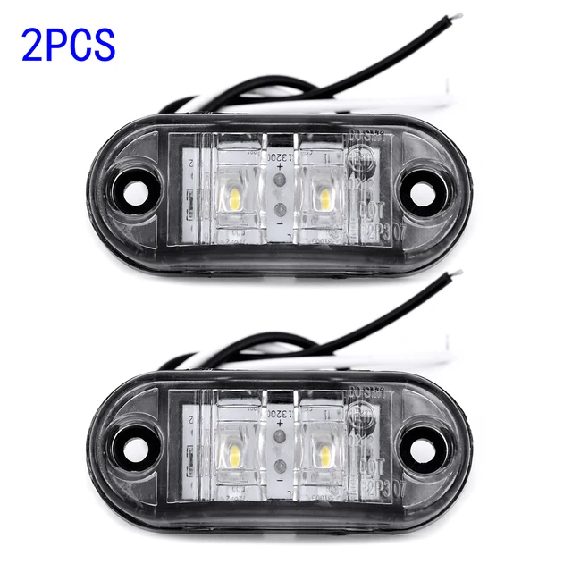 2Pcs 12V / 24V LED Side Marker Lights Car External Lights Warning Tail Light Auto Trailer Truck Lorry Lamps White Color