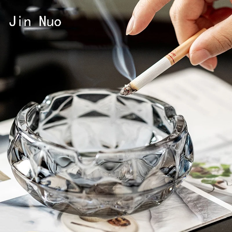 Creativity Ice Crack Glass Ashtray Light Luxury Office Living Room Coffee Table Desktop Portable Home Accessories Modern |