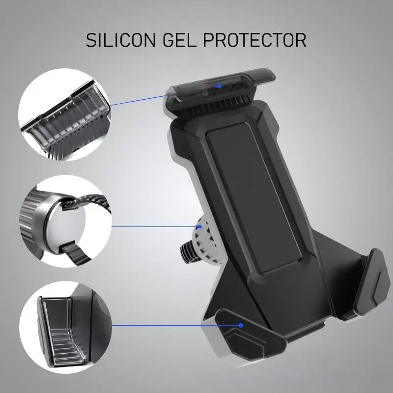 Supporto per telefono GPS per bicicletta per moto, manubrio, bici antiurto regolabile per iPhone Samsung, compatibile con tutti i telefoni cellulari - immagine 6