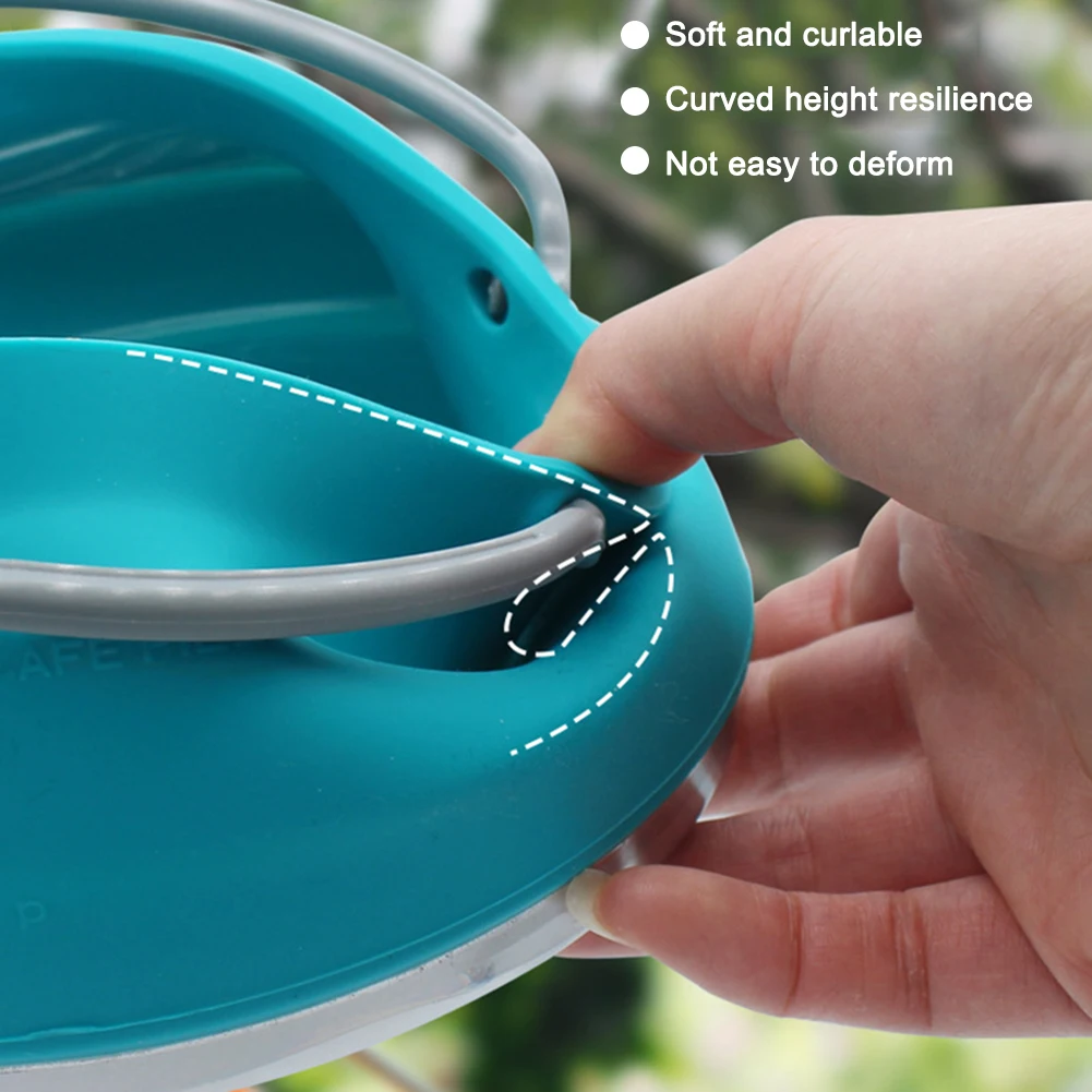 1L Outdoor Silicone Kettle Folding Camping Tableware Kettle Cook Water Pot Mini Boiling Water Pot with Handle for Fishing Travel
