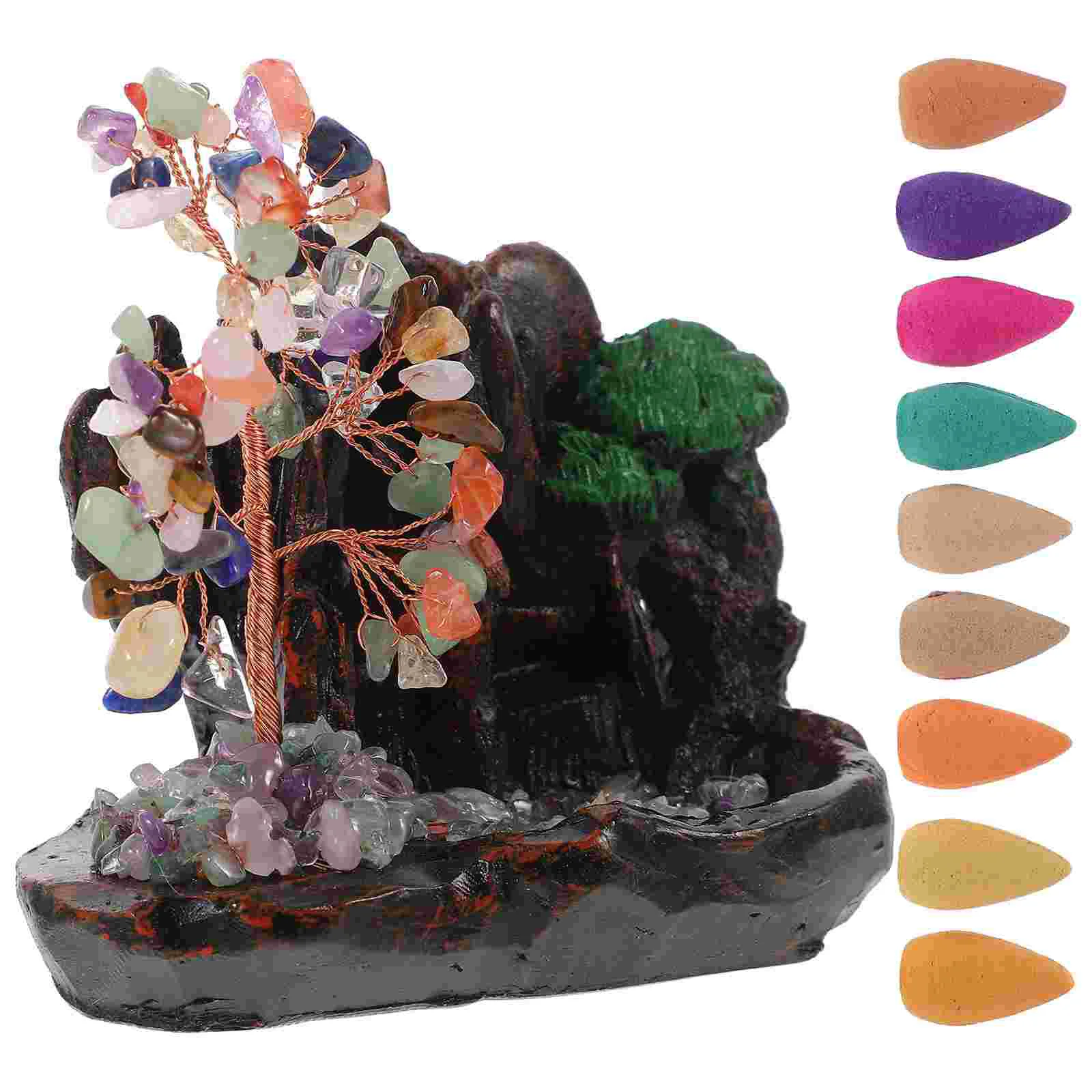 

Crystal Tree Decoration Home Office Desktop Crystal Tree Ornament Office Table Backflow Incense Holder