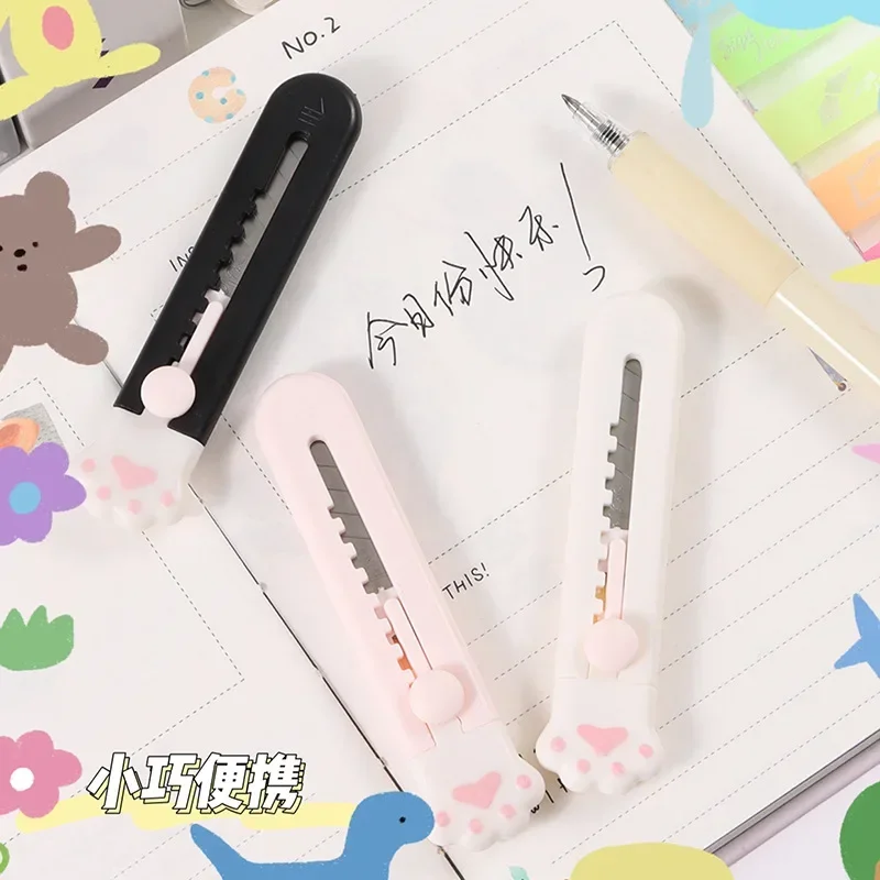 Kawaii Utility Knife Unboxing Knife Pocket Folding Knife Craft Cutting Knife Box Cutter Cute Cat Paw Express Box Cutter Letter Openers Paper Staionery Mini Pocket