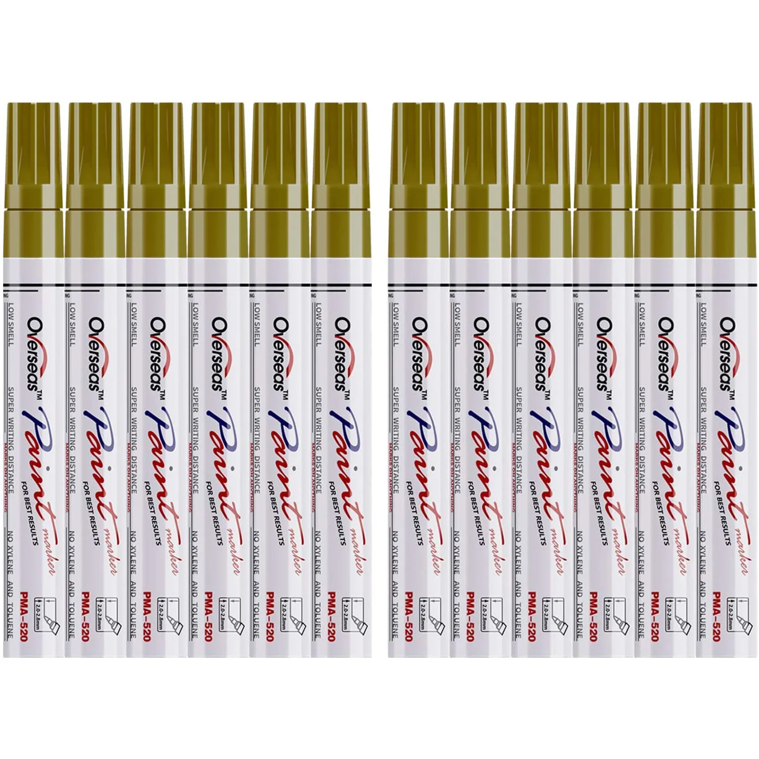 

Gold Paint Pens Paint Markers,12 pcs Waterproof Oil-Based Paint Pen Set Quick Dry and Permanent, Markers for Glass, Mugs, Tires