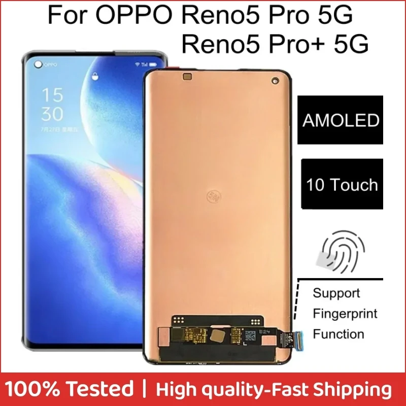 

6.55" AMOLED For OPPO Reno 5 Pro 5G PDSM00 PDST00 CPH2201 LCD Display Touch Screen Replacement Accessory For Reno5 pro+ PDRM00