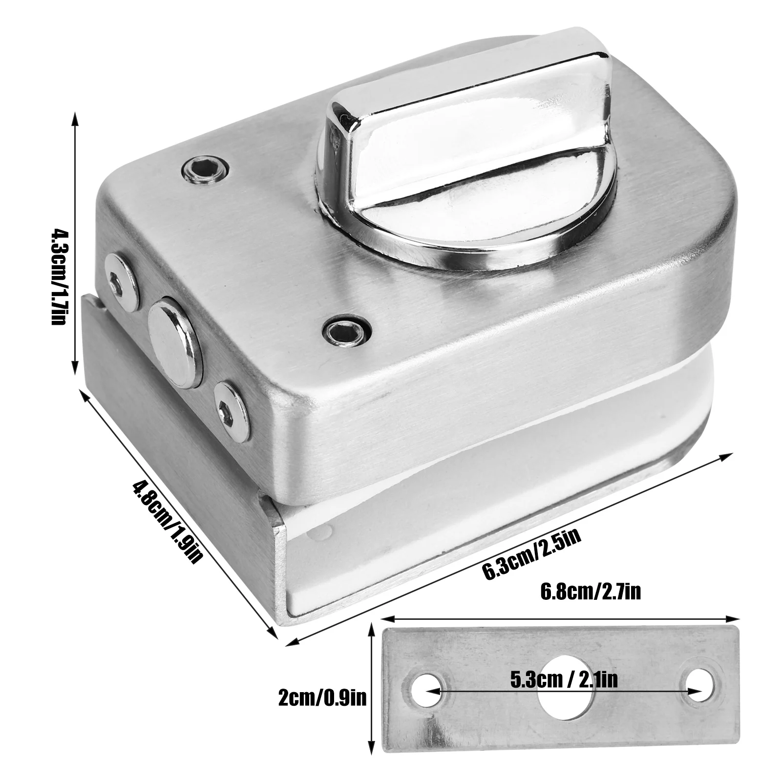 2 Set Stainless Steel Cabinet Door Lock for Bathroom Toilet Shop Glass Doors Lock Cabinet Door
