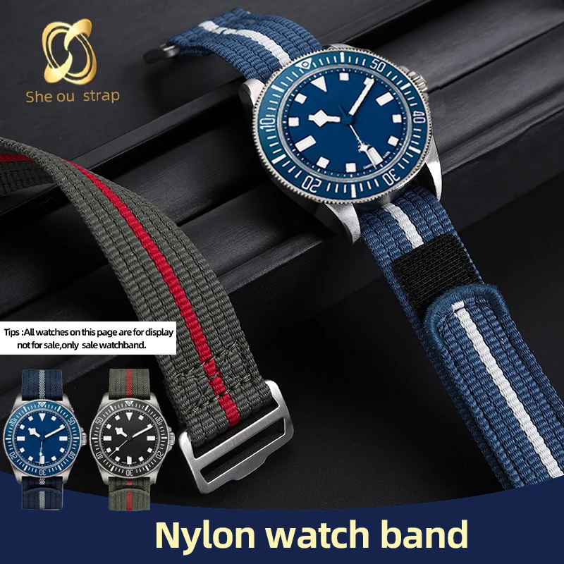 MZBUTIQ 24mm Nero Cinturini Strap Nylon Cinturino Orologio Uomo Di Ricambio - Foto 7