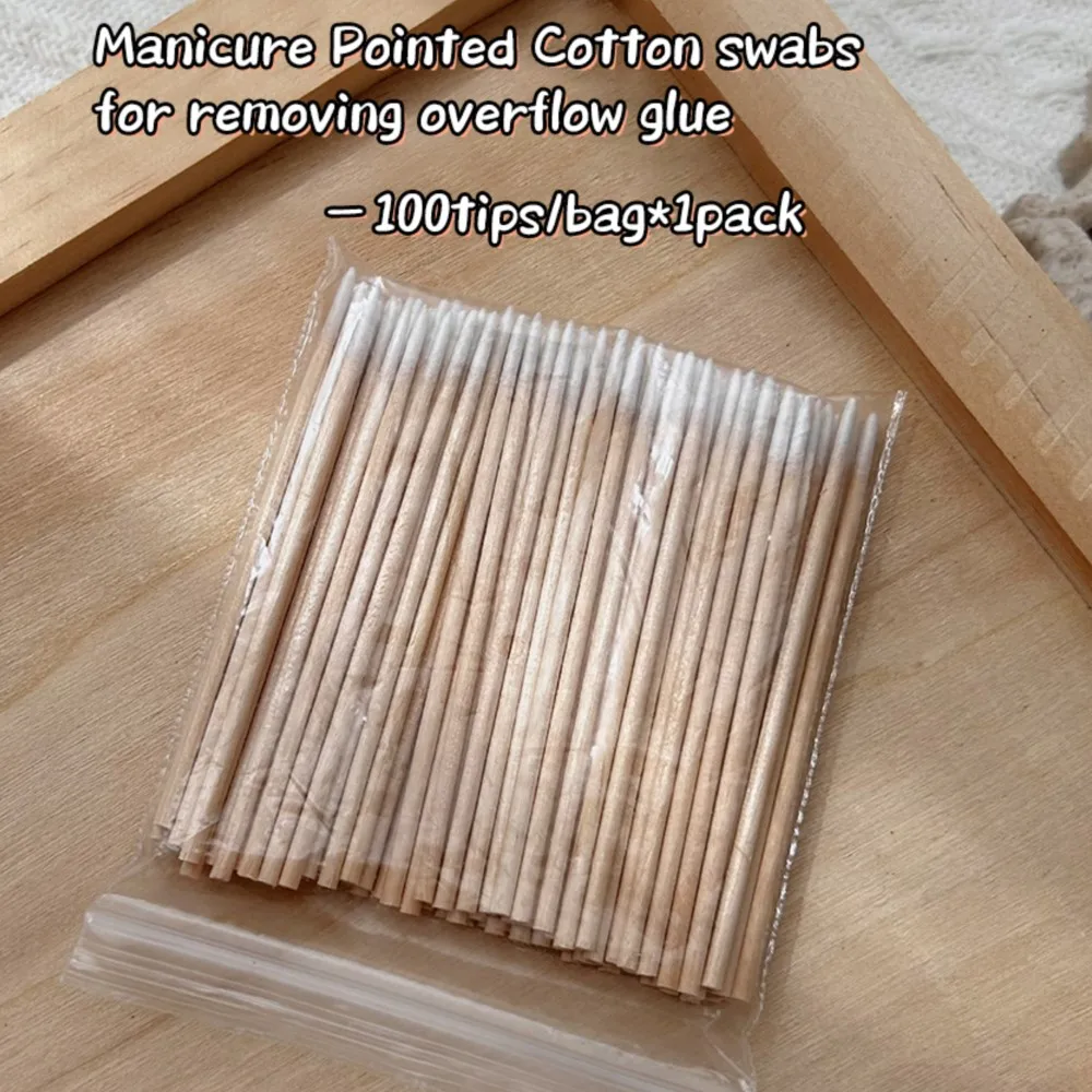 Cotton Swab Wood Handle Small Pointed Tip Head Eyebrow Tattoo Beauty Make-up Nail Wooden Sticks 10cm 100/200/300/500Pcs