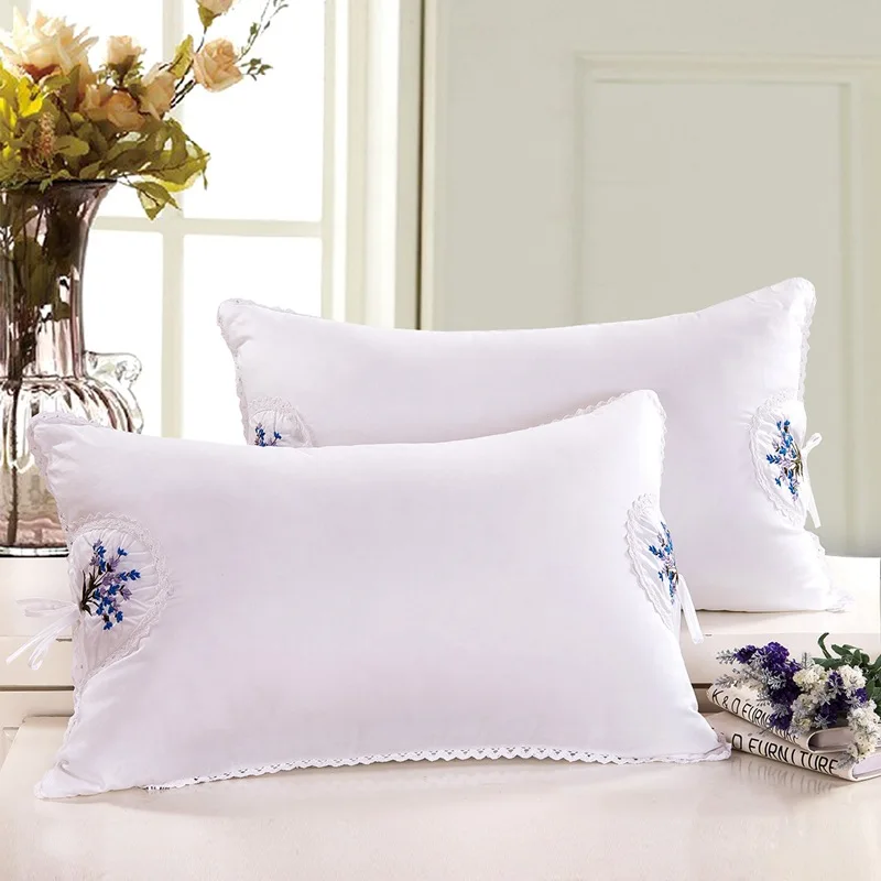 

Lavender Cotton Bounce Back Pillow Solid Color Soft Comfortable Bedroom Bed Sleep Pillows 5star Hotel Home Single Adult Pillow