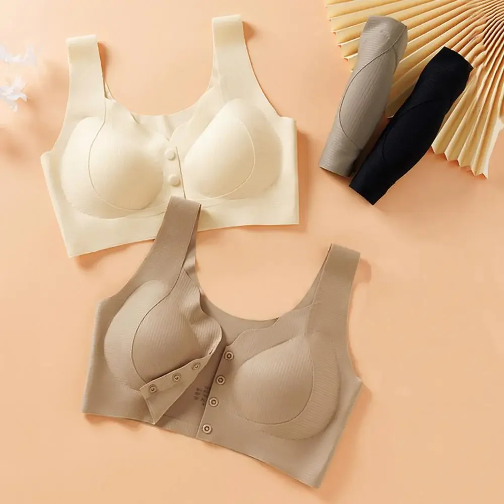 Front Button Breastfeeding Bra with Thin Collection Pull Up and Collection of Auxiliary Breasts Seamless Vest Style Bra