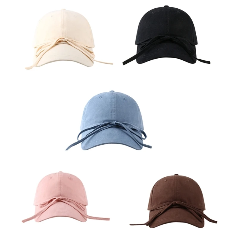 

Ribbon Bowknot Hat Adjustable Baseball Hat Women Sun Hat Spring Sport Headwear D46A