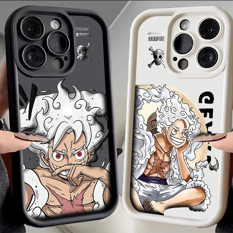O-One Piece Luffy Gear 5 Soft Phone Case for iPhone 15 14 13 12 11