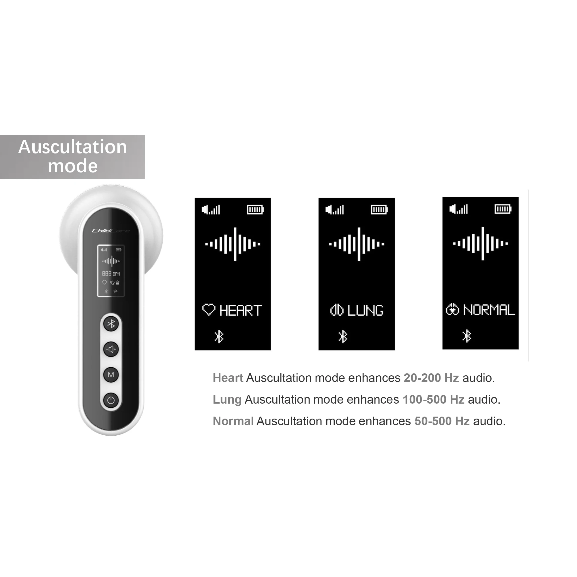 Medical Bluetooth Stethoscope Cardiopulmonary Recording Stethoscope 60 Times Amplify Sound Doctors Nurse Health Care