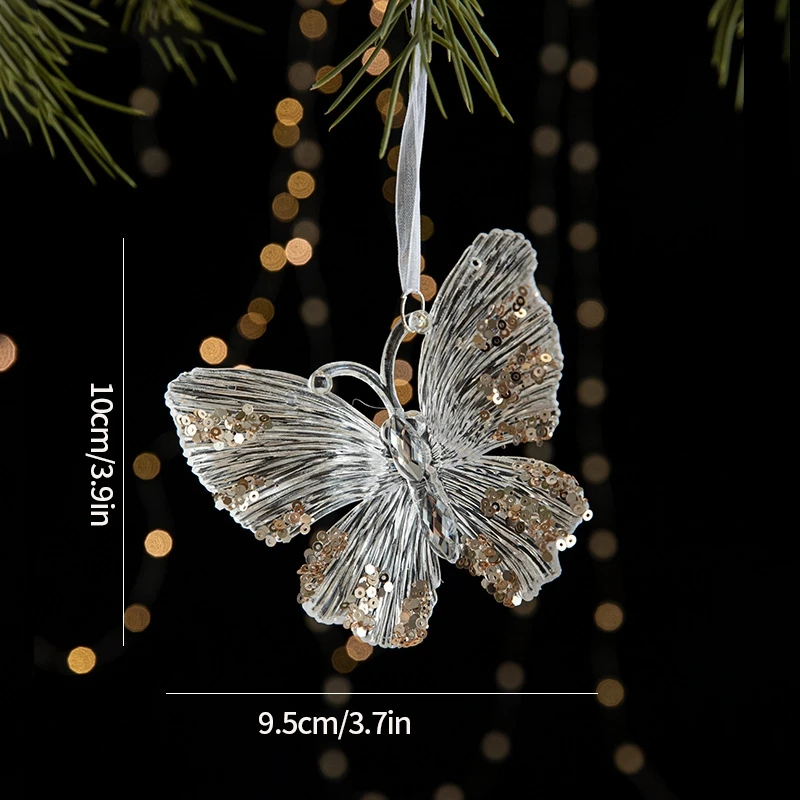 thumbnail image 1 of Acrylic Crystal Christmas Tree Ornaments 2025 Transparent Snowflake Hanging Pendant Decorations Home Garden New Year Props, 1 of 5
