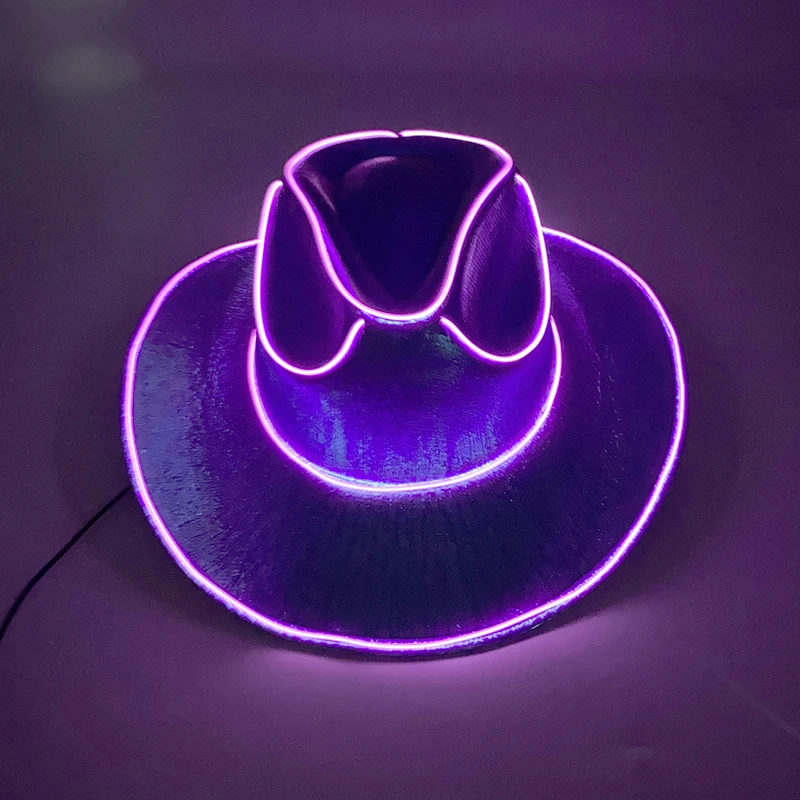 Drahtloser LED-Western-Cowboyhut, leuchtender Cowboyhut, Disco-Braut, rosa Cowgirl-Hut, Konzert, Nachtclub, Hochzeit, Kostüme, Zubehör – Detail 8