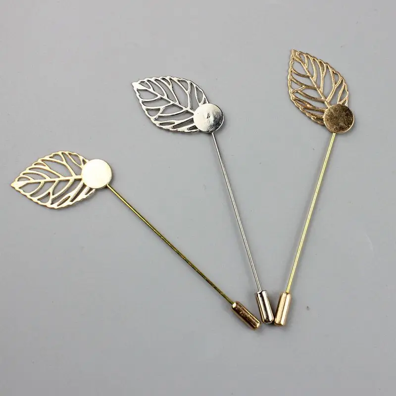 Kyunovia Gold Silver Long Brooch Pin DIY Boutonnieres Lapel Dress Jewelry  Making Brooches Base Blank Tray with Leaf Pearl D147 - AliExpress 320