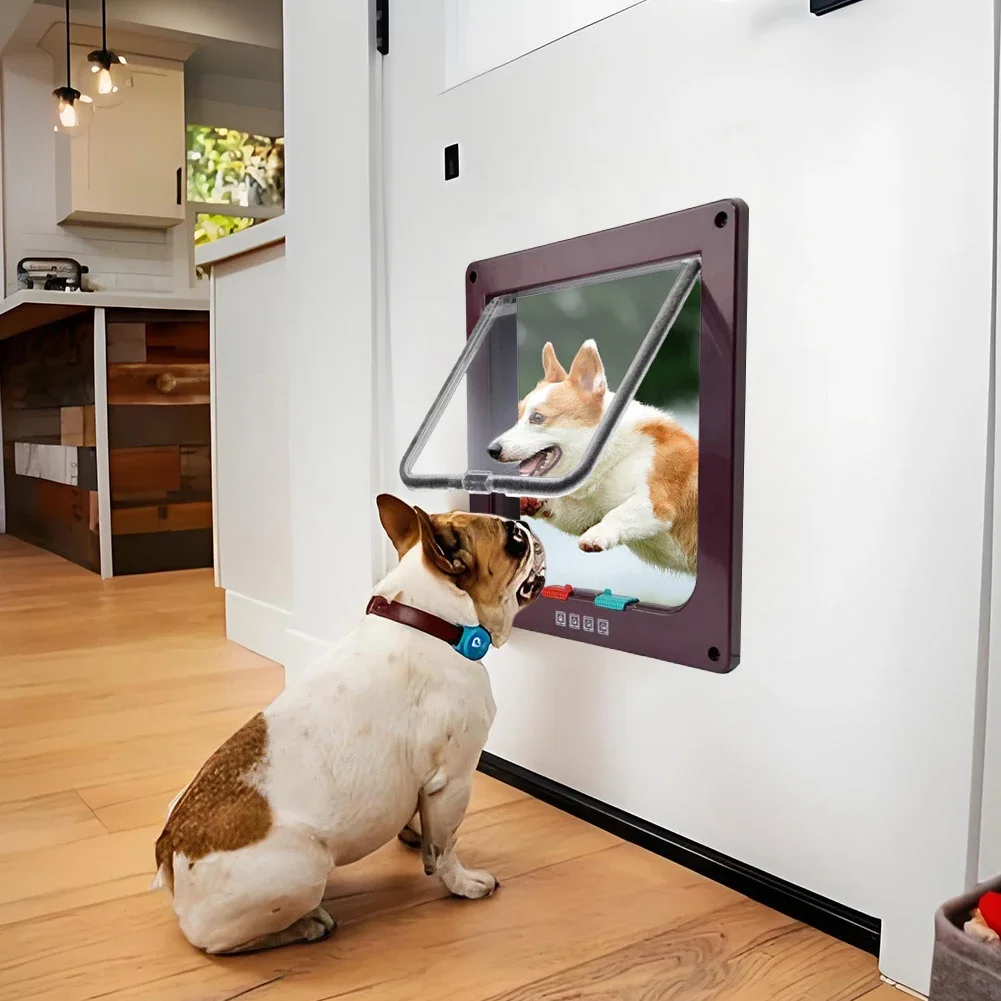 Cat Flap Door Magnetic Pet Door with 4 Way Security Lock For Cats Controllable ABS Plastic Small Puppy Gate Kitten Safety in&out
