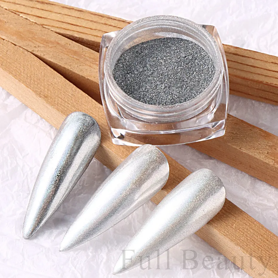 Nail Powder Pigment Aurora Laser Silver Effect Rubbing Dust Glitter Iridescent Gel Polish Manicure NFF-012 nail powder nail pigment nail glitter nail decoration nail decorations