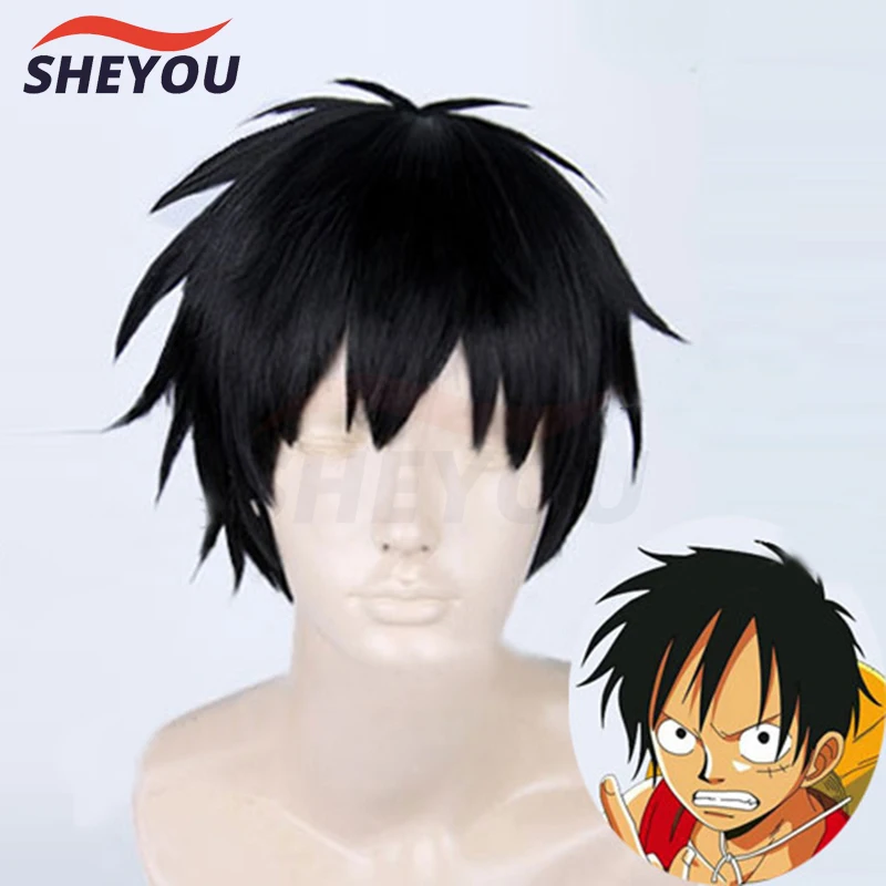 

Monkey D. Luffy Black Short Cosplay Wig Heat Resistant Synthetic Hair Cosplay Wigs + Wig Cap