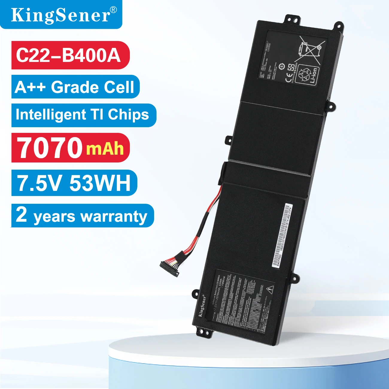 Kingsener-bateria do Portátil para Asus Pro Avançado Bu400 Bu400a Bu400v Bu401g Bu400e3317vc Ultrabook 7.5v 7070mah C22-b400a 53wh