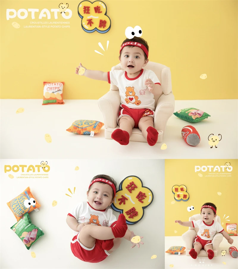 Newborn Baby Photography Props Cute Snacks Theme Set Outfit Set Backdrop Posing Sofa Decorations Studio Shooting Photo Props